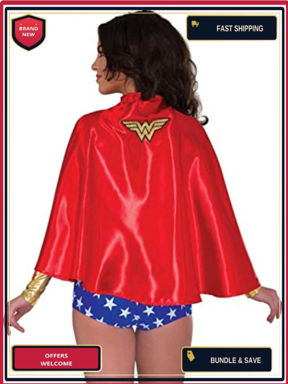 Rubies Wonder Woman Adult Cape with Glitter Logo Cosplay Costume